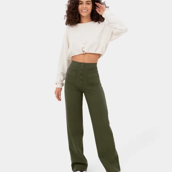 HALARA Women's High Waisted Button Multiple Pockets Straight Leg Casual Pants - Picture 10 of 14